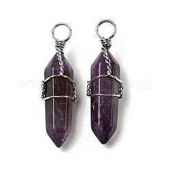 Подвески из натурального аметиста с двойным окончанием и острым концом&nbsp;G-J062-02P