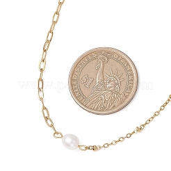 Женские ожерелья-скрепки из натурального жемчуга и нержавеющей стали 304&nbsp;NJEW-JN05822-02