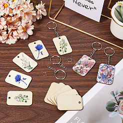 50 подвеска из натурального необработанного дерева тополя с 50 железными разъемными кольцами для ключей с 50 соединительными кольцами из нержавеющей стали 304 с 2 пучками 2-слойного джутового шнура&nbsp;DIY-SP0001-67A