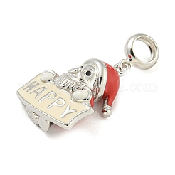 Антикоррозийное родиевое покрытие 925 стерлинговое серебро эмаль рождественские европейские подвески-шармы&nbsp;LS-STER-Z010-02P-02A