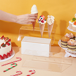 Акриловые подставки с 4 отверстием для мороженого в вафельном рожке&nbsp;ODIS-WH0043-192