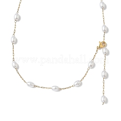 Ожерелья из нержавеющей стали 304 и искусственного жемчуга ABS&nbsp;NJEW-JN05266