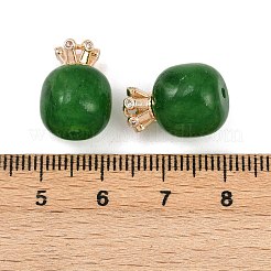 Бусины-бочонки из натурального окрашенного белого нефрита с латунной короной KK-Z122-02KCG