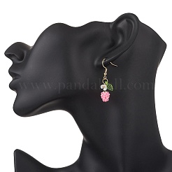 Серьги-подвески в форме яблок из стеклянного бисера ручной работы EJEW-MZ00575-02