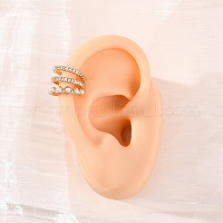 Тройные серьги-каффы в форме буквы С из латуни с микропаве из прозрачных кубических цирконий&nbsp;EJEW-Z127-09G