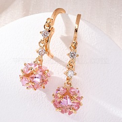 Латунные микропроволочные кубические серьги с цирконием EJEW-K300-57G