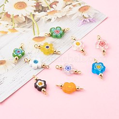 Соединители стеклянных линков millefiori ручной работы&nbsp;PALLOY-JF00733