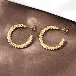 Серьги-гвоздики из нержавеющей стали 304 плетеной формы в форме буквы С&nbsp;EJEW-P324-07G