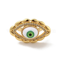 Открытое кольцо-манжета с кубическим цирконием и акрилом&nbsp;RJEW-B042-03G-01