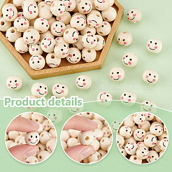 Набивные европейские бусины из натурального дерева&nbsp;WOOD-PH0002-79C