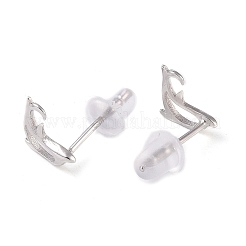 Женские серьги-гвоздики в виде дельфина из чистого серебра с родиевым покрытием&nbsp;EJEW-S215-04P