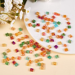 240шт 6 цвета прозрачные стеклянные бусины с 2 отверстиями SEED-SZ0001-014