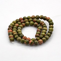 Природные Unakite круглых бусин пряди G-N0120-21-6mm