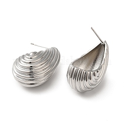 Серьги-гвоздики в форме ракушки с латунным покрытием для женщин&nbsp;EJEW-Z019-20P