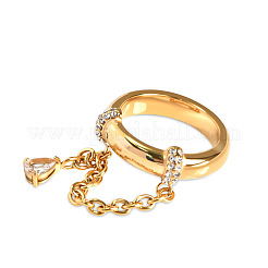 Кольца из нержавеющей стали 304 с микропаве из прозрачного кубического циркония&nbsp;FS-WGB0E10-03