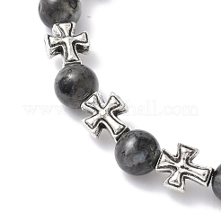 Браслеты из натуральных круглых бусин ларвикита&nbsp;BJEW-JB12343-03