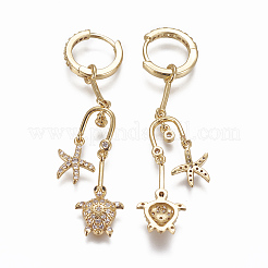 Серьги-кольца из латунного микро-паве с фианитами&nbsp;EJEW-F224-04