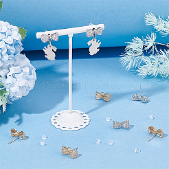 4 пара 2-цветная фурнитура для сережек из латуни с микропаве из прозрачного кубического циркония KK-DC0001-37