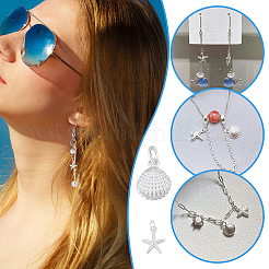 4 шт. 2 стиля в форме морской звезды/ракушки 925 подвески в виде морских животных из стерлингового серебра&nbsp;STER-PH0003-43