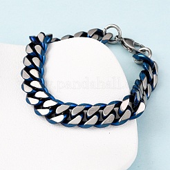 Браслеты из кубинской цепочки из нержавеющей стали 304 для мужчин и женщин BJEW-C124-04B-01