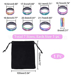 7 шт. набор из 7 колец из нержавеющей стали 304 с рифлением для мужчин и женщин RJEW-UN0002-70