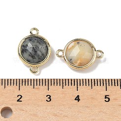 Латунный паве натуральный желтый опал граненый плоский круглый соединительный элемент подвески&nbsp;G-U028-04G-11