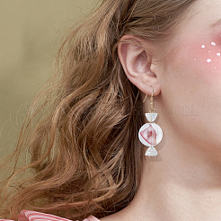 2 пара двухцветных сережек-шариков с кружевом внутри из стекла EJEW-FI0001-15