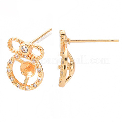 Серьги из латуни с микропейвом и прозрачным фианитом KK-T062-218G-NF