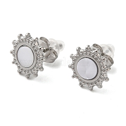 Серьги-гвоздики из нержавеющей стали 304 с тиснением&nbsp;EJEW-U001-06P-01