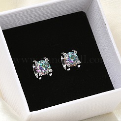925 серьги-гвоздики из стерлингового серебра с муассанитом и стразами EJEW-U042-02P