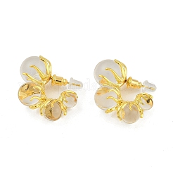 Круглые серьги-гвоздики из латуни с прозрачной смолой EJEW-Q391-31G