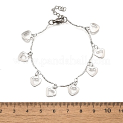 Браслеты с подвесками в виде сердца из нержавеющей стали 304 BJEW-R021-03P