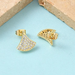 Серьги-гвоздики из латуни с микропаве из прозрачных кубических цирконий&nbsp;EJEW-Z144-16G