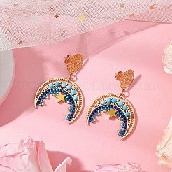 Серьги-гвоздики из стеклянного бисера в стиле бохо EJEW-MZ00275