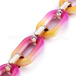 Двухцветные непрозрачные акриловые кабельные цепи ручной работы AJEW-JB00635-04