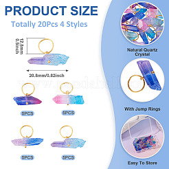 20шт 4 стиля гальванические подвески из натурального кварцевого кристалла&nbsp;PALLOY-TAC0224