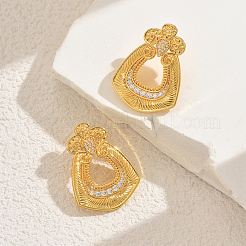 Серьги-гвоздики с подвесками в форме цветка из латуни с прозрачным кубическим цирконием&nbsp;EG3617