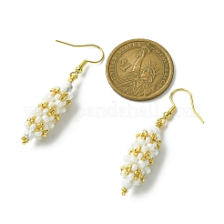 3 пара овальных серег с подвесками из стеклянных семян&nbsp;EJEW-MZ00147