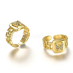 Латунные кольца из манжеты с прозрачным цирконием&nbsp;RJEW-H541-01W-G