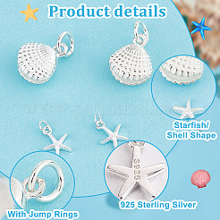 Подвески в форме морской звезды/ракушки 925 из стерлингового серебра с изображением морских животных STER-PH0002-31