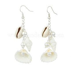 4 пара сережек-ракушек из латуни EJEW-TA00604