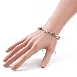 Плетеный браслет из бисера сглаз из смолы&nbsp;BJEW-JB08412