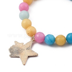 Круглые браслеты с подвесками из натурального белого нефрита&nbsp;BJEW-JB05428