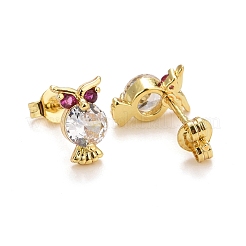 Серьги-гвоздики из латуни с микропаве из кубического циркония EJEW-F278-01B-G