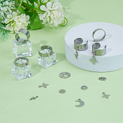 Набор для самостоятельного изготовления кольца-манжеты из нержавеющей стали с подвесками в виде луны DIY-FI0001-01