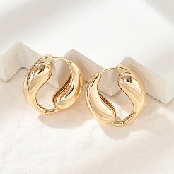 Латунь обруч серьги для женщин EJEW-U041-09G