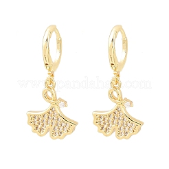 Серьги-кольца из латуни с микропаве из прозрачных кубических цирконий&nbsp;EJEW-B154-01G