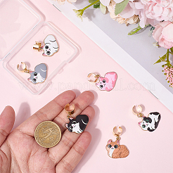 6 шт. подвеска в виде стетоскопа в виде кота из двухцветного сплава с эмалью&nbsp;HJEW-SP0001-40