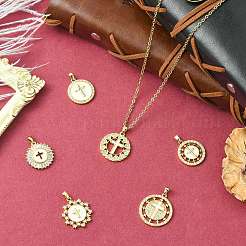 6 шт. 6 стиля латунные подвески с микропаве и кубическим цирконием&nbsp;KK-CJ0004-11