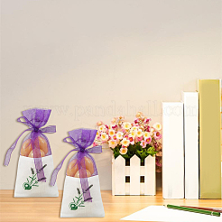 25 шт. мешочки для хранения сухоцветов из хлопковой органзы с набивным рисунком и лентой&nbsp;ABAG-SP0001-56A